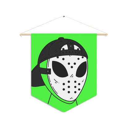 White Hockey Mask Green Alien Visitor Pennant