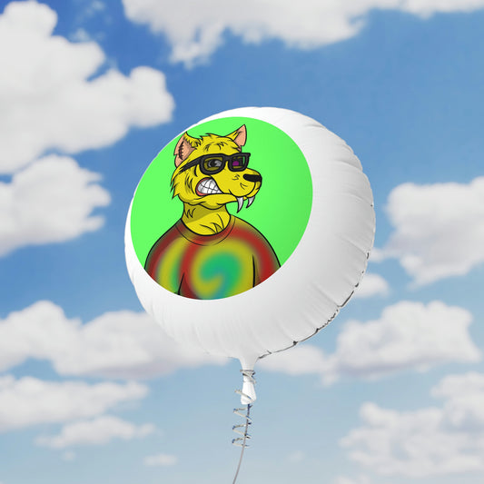 Wolve Cyborg Tie Dye Wolf Shirt Yellow Fur Cool Sun Glasses Mylar Helium Balloon