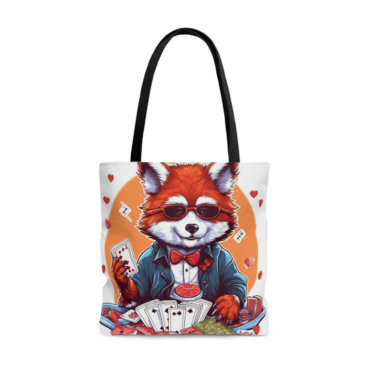 Bolsa de tela con gráfico de anime del jugador de cartas de póquer Red Panda (AOP) 