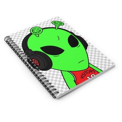 Cuaderno de espiral con auriculares para visitantes Alien Green Antenna Sports Jersey - Línea reglada 