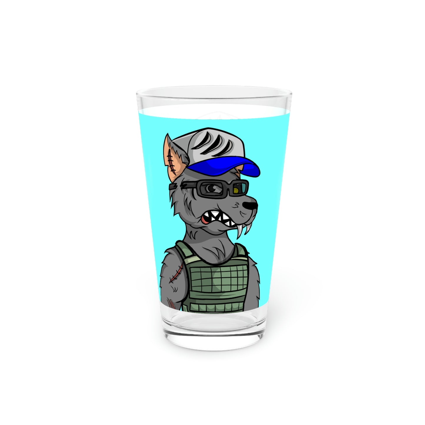 Army Vest Werewolve Cyborg Wolf Pint Glass, 16oz