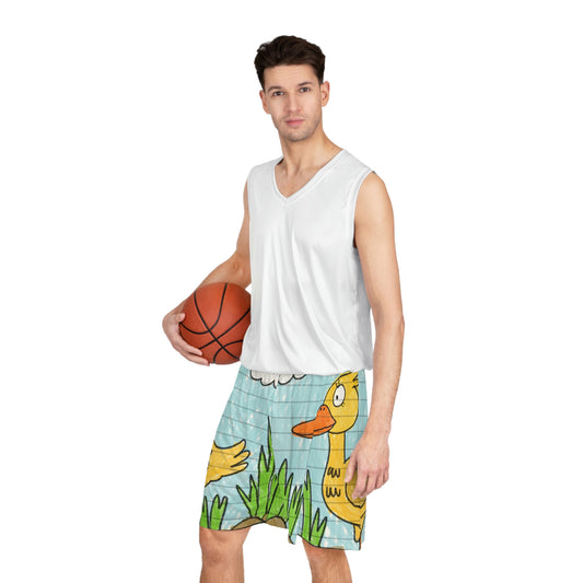 Pantalones cortos de baloncesto Yellow Duck Bird Pond (AOP) 