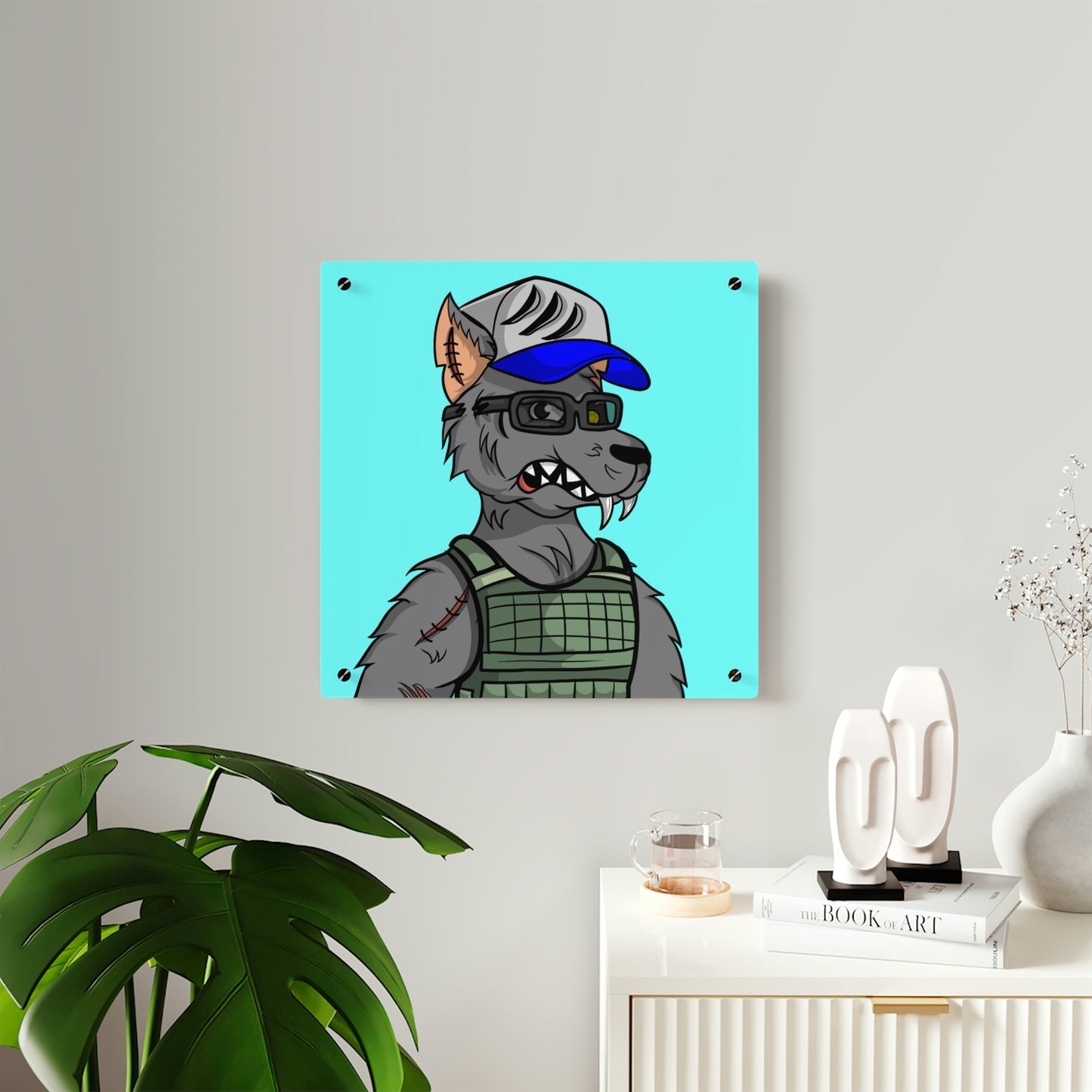 Army Vest Werewolve Cyborg Wolf Acrylic Wall Art Panels