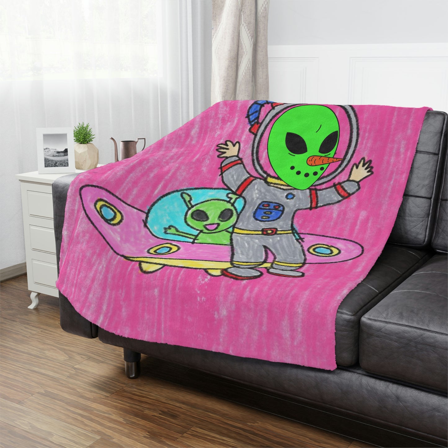 Veggie Visi Alien Vegetable Visitor UFO Minky Blanket