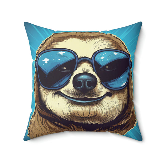 Retro Space Sloth Animal Design Spun Polyester Square Pillow