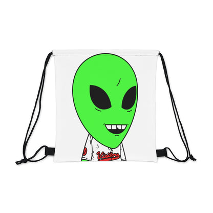 Visi Jersey Chipped Tooth Large Smile Face Green Alien Visitor Outdoor Drawstring Bag