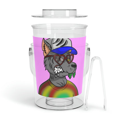 Valentine Heart Wolf Werewolve Tiedye Ice Bucket with Tongs