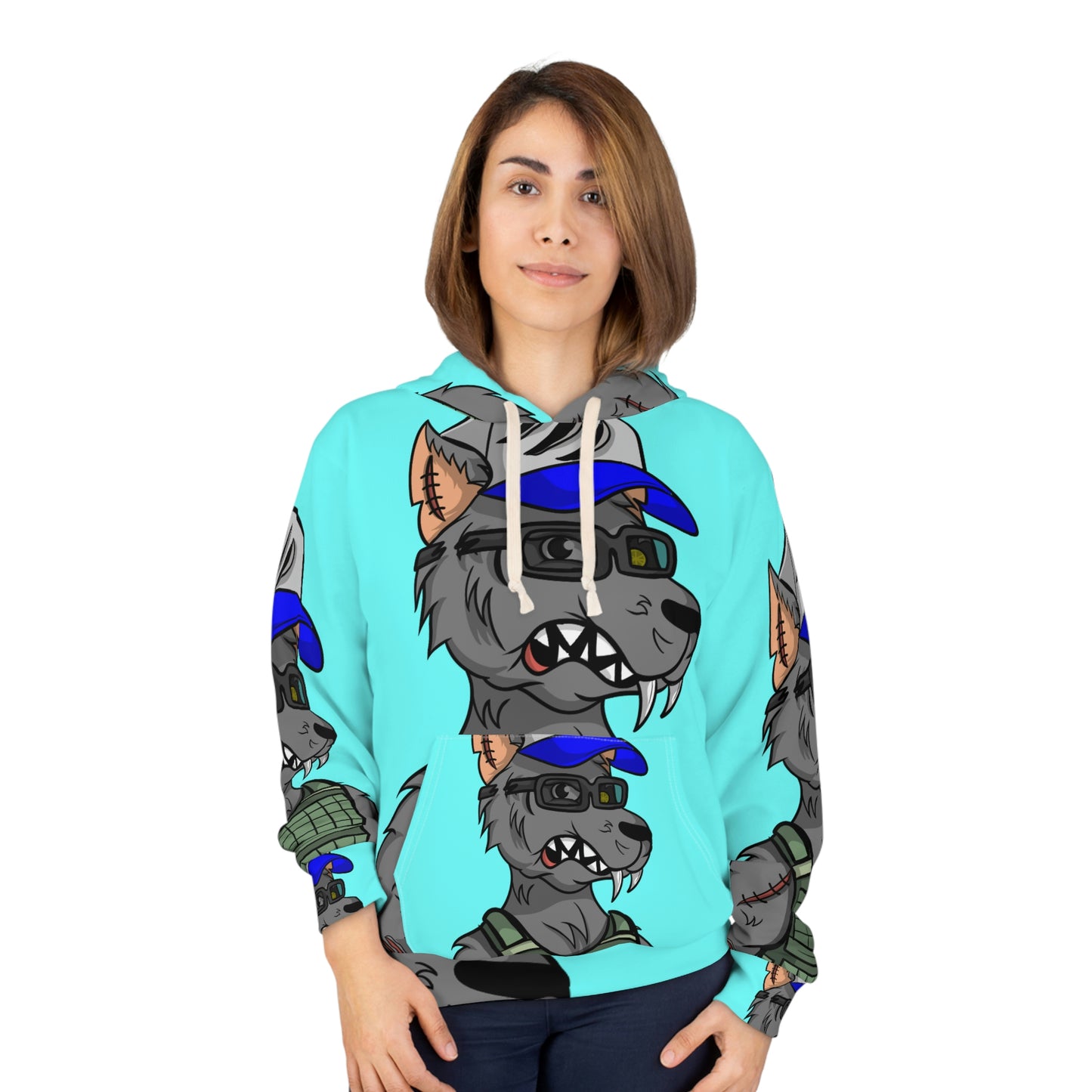 Chaleco del ejército Hombre lobo Cyborg Wolf AOP Sudadera con capucha unisex 