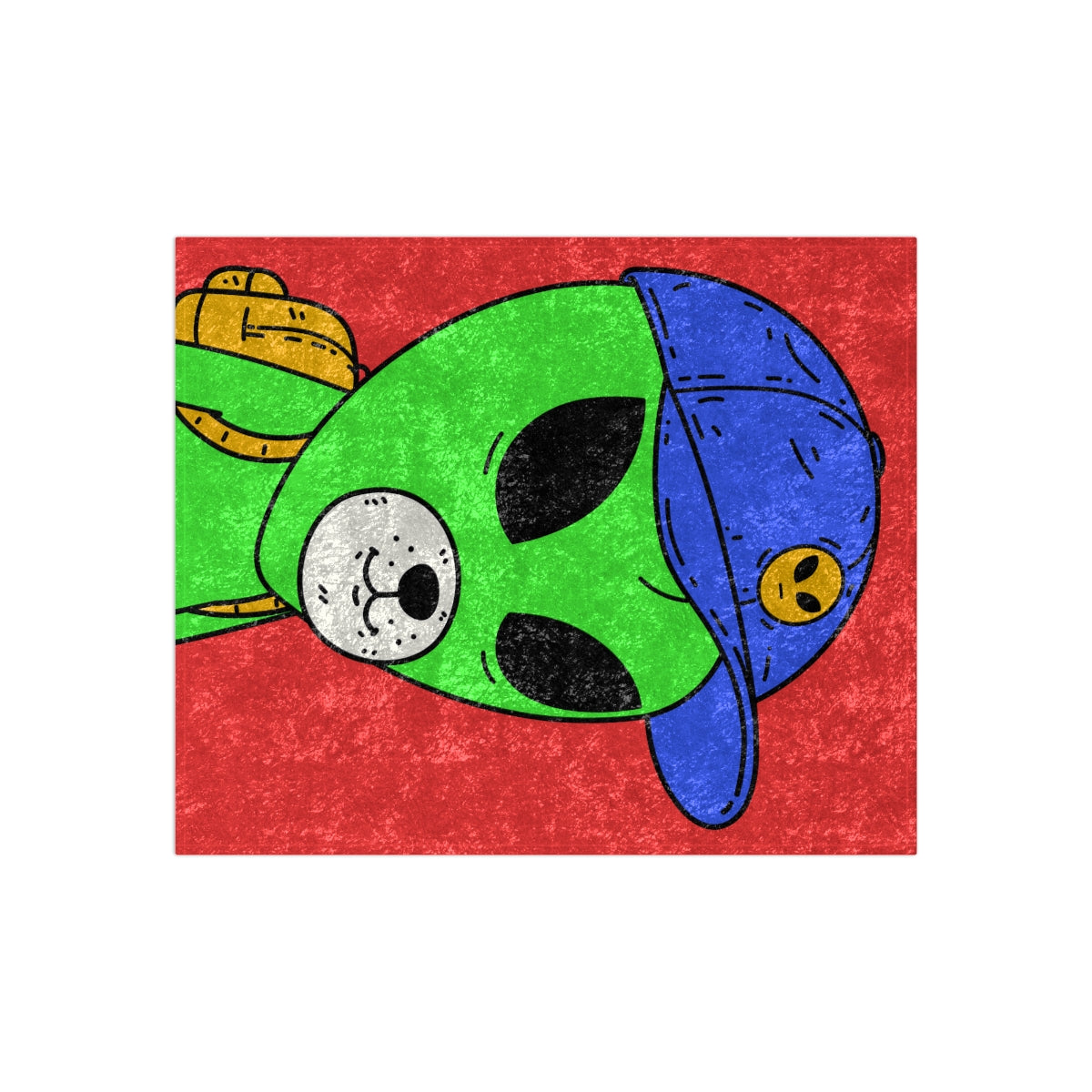 White Dog Bear Mouth Alien Green Visitor Yellow Backpack Blue Visi Hat Crushed Velvet Blanket - Visitor751