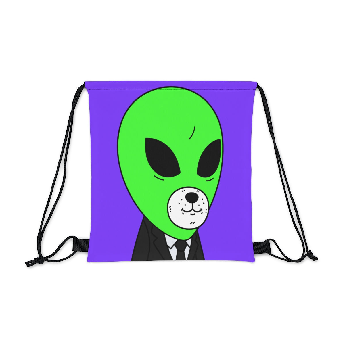 Green Alien Business Suit Dog Face Visitor Outdoor Drawstring Bag