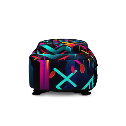 Vibrant Trendy Neon Abstract Geometric Pattern Design Backpack