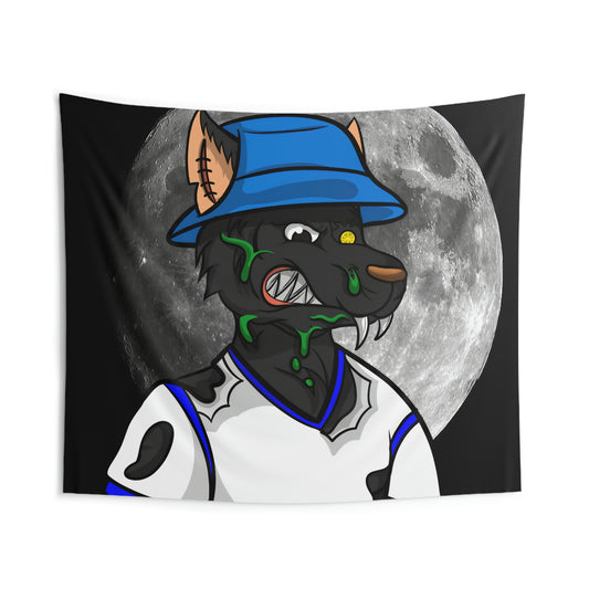 Tapices de pared para interiores Lobo negro Luna llena Cyborg Hombre lobo