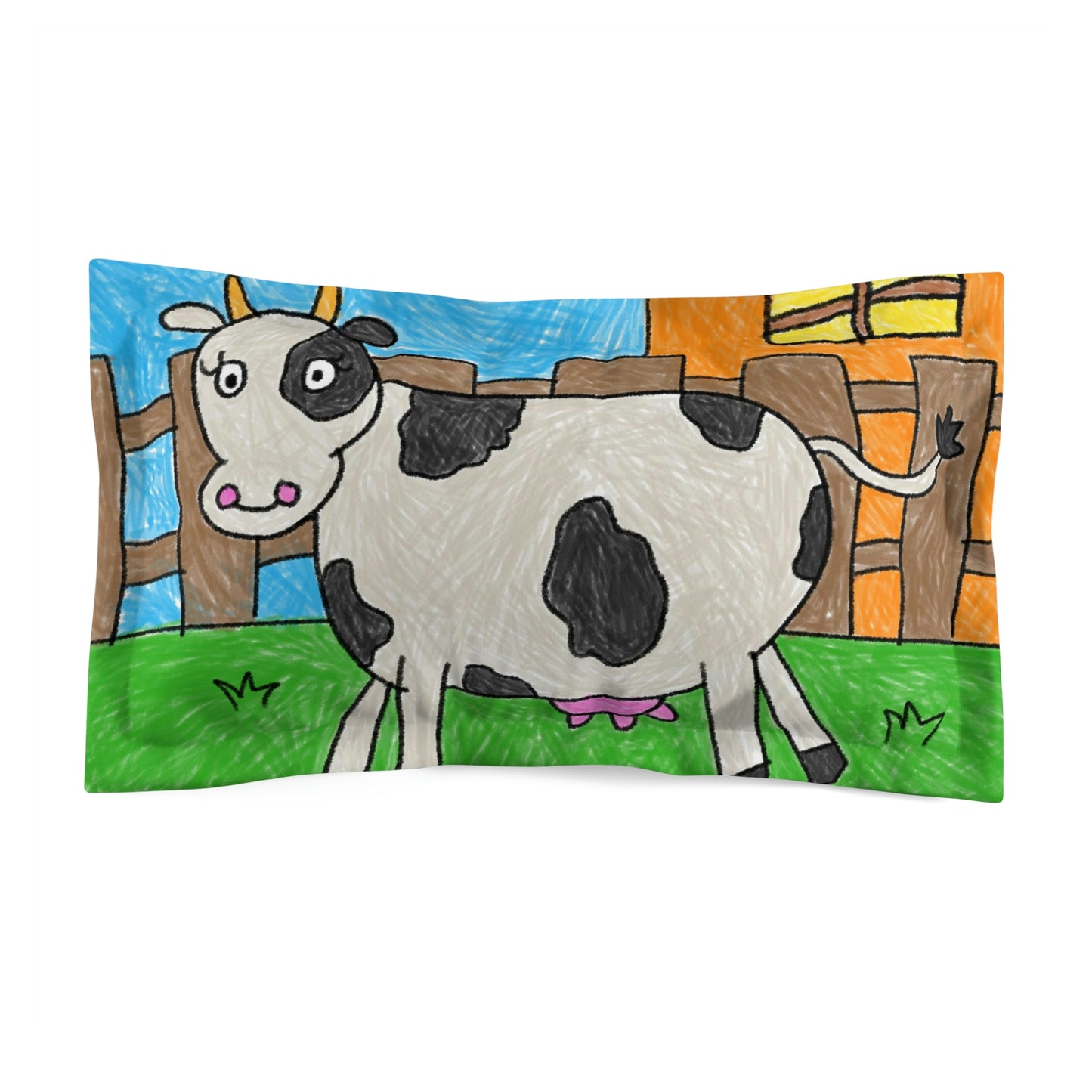 Funda de almohada de microfibra con personaje de granero de granja de vaca Moo 