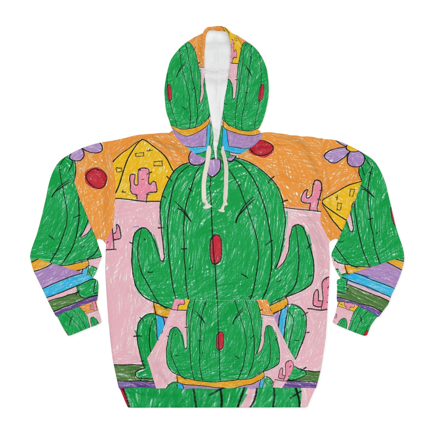 Sudadera con capucha unisex Desert Cactus Sumo Wrestler Graphic AOP