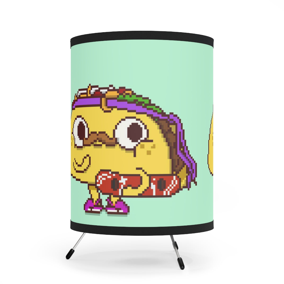 Snowboard Shred Taco Character Cartoon Tripod Lamp with High-Res Printed Shade, US\CA plug