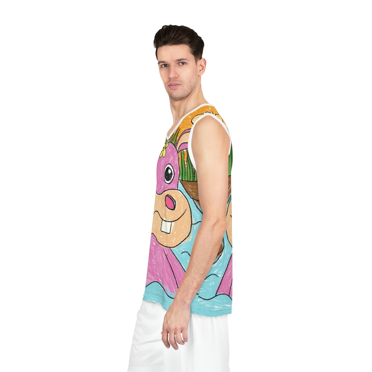 Hippo Hippopotamus Animal Creature Graphic Basketball Jersey (AOP)