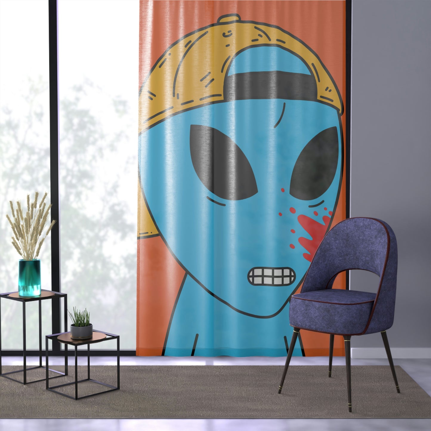 Alien Blue Blood Visitor Window Curtain