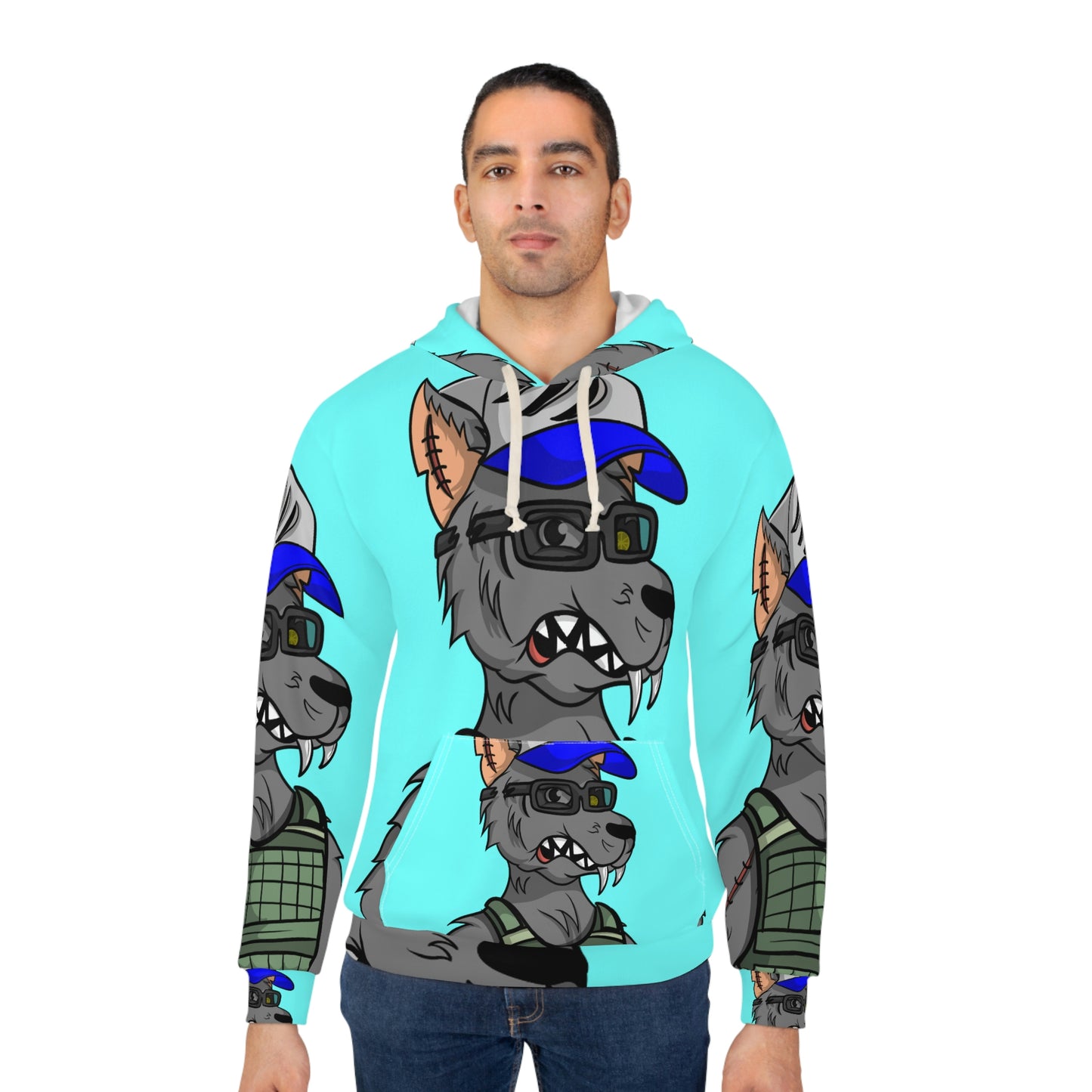 Chaleco del ejército Hombre lobo Cyborg Wolf AOP Sudadera con capucha unisex 