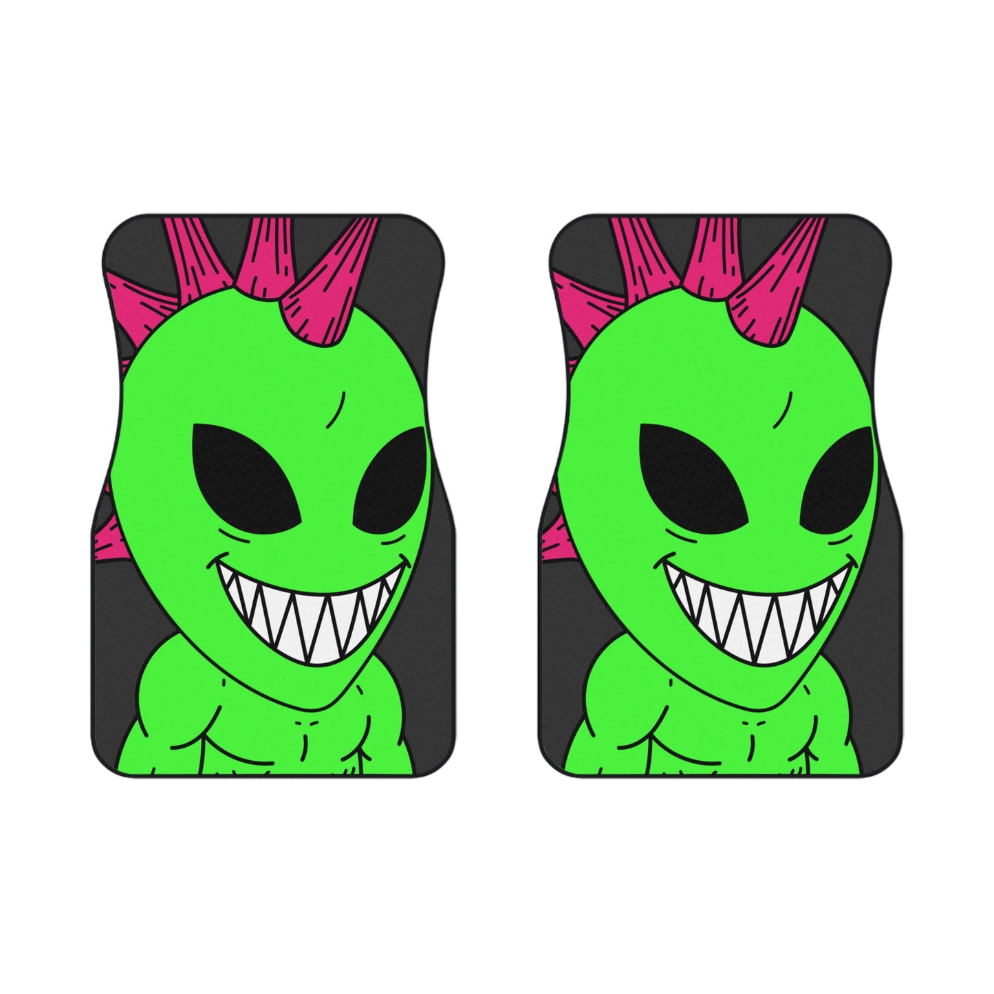 Spiked Pink Hair Muscle Alien Visitor Car Mats (2x Front)