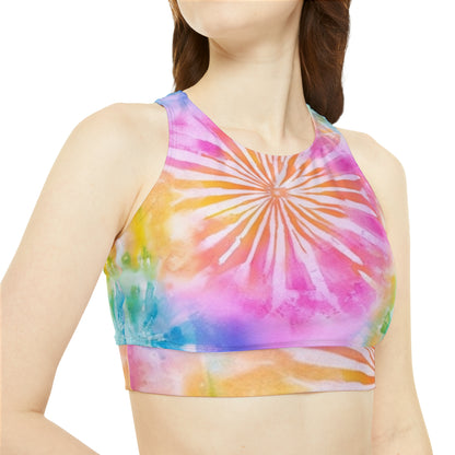 Boho Beach Vibe Pastel Hues Tie-Dye Pattern Design Sporty Bikini Set (AOP)