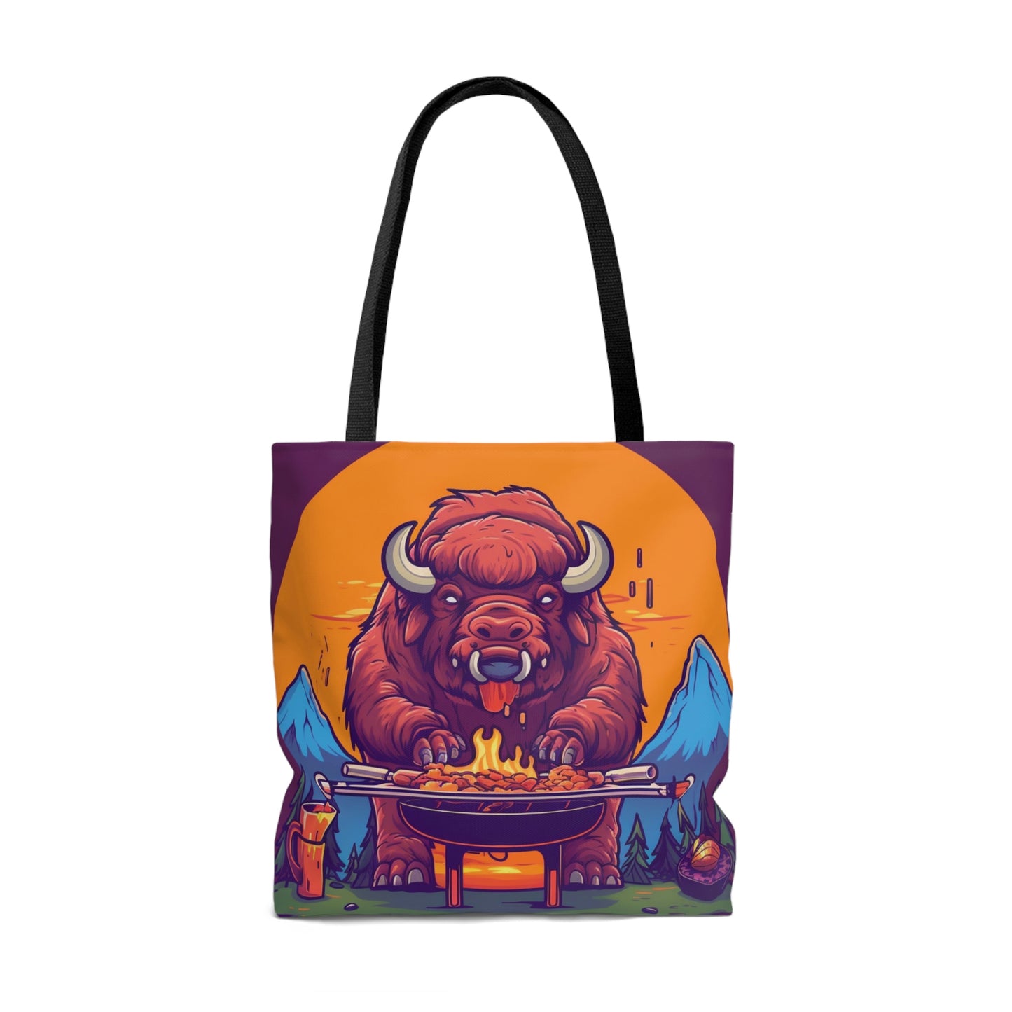 American Bison Grill Cook Food Buffalo Bolsa de mano gráfica (AOP) 