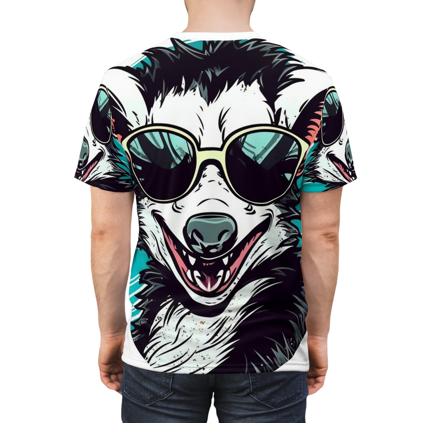 Joyful Opossum Retro Animation Unisex Cut & Sew Tee (AOP)