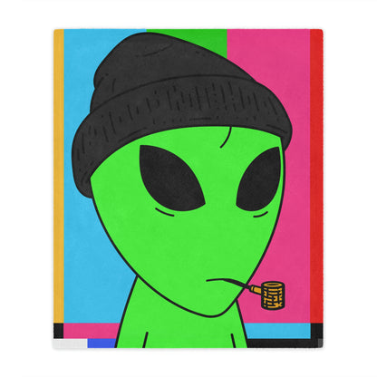 Pipa fumando verde alienígena negro gorro Minky manta 