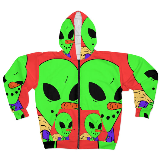 Money Rich Visitor Alien AOP Unisex Zip Hoodie