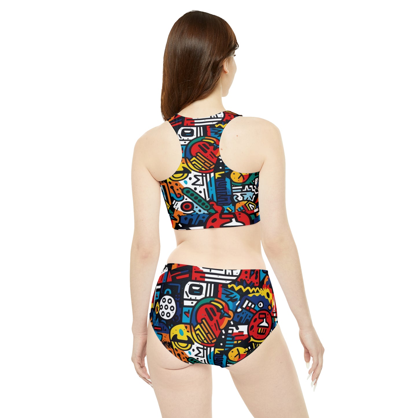 Street Art Inspired Bold Graffiti & Urban Motifs Design Sporty Bikini Set (AOP)