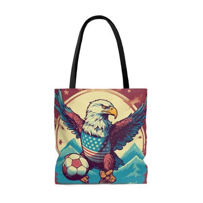 American Bald Eagle Soccer Athletic Team USA Graphic Tote Bag (AOP)