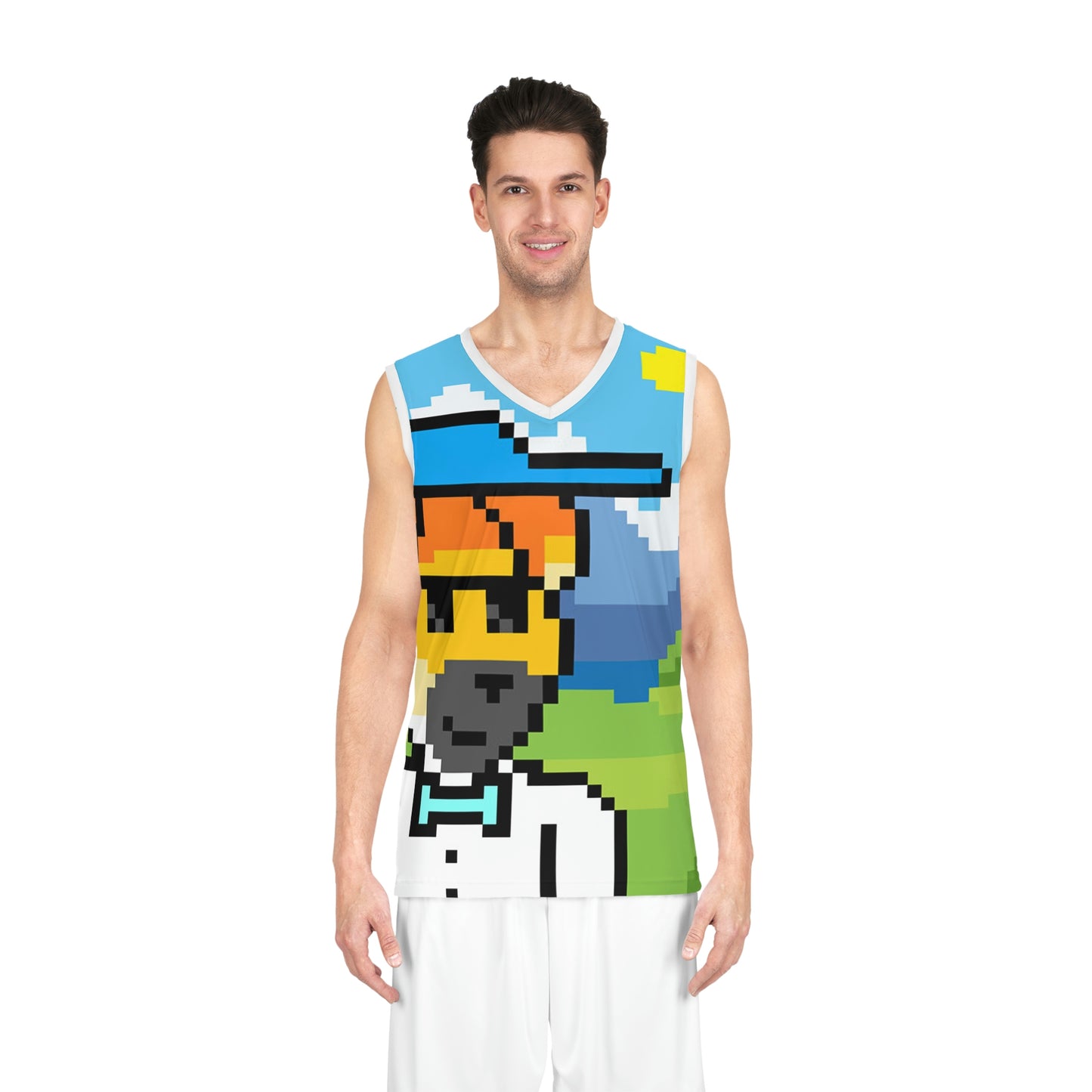 Perro Animal Mascota Pixel Baloncesto Jersey (AOP) 