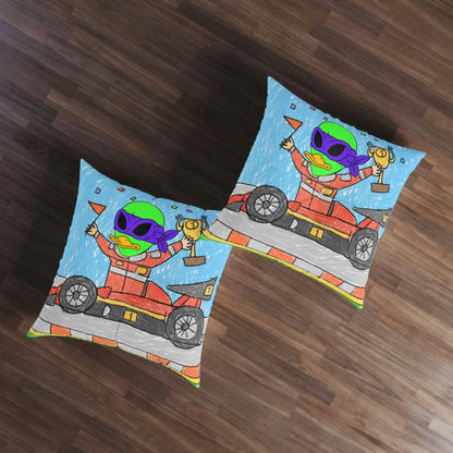 Race car Driver Win Visitor 751 Tufted Floor Pillow, Square