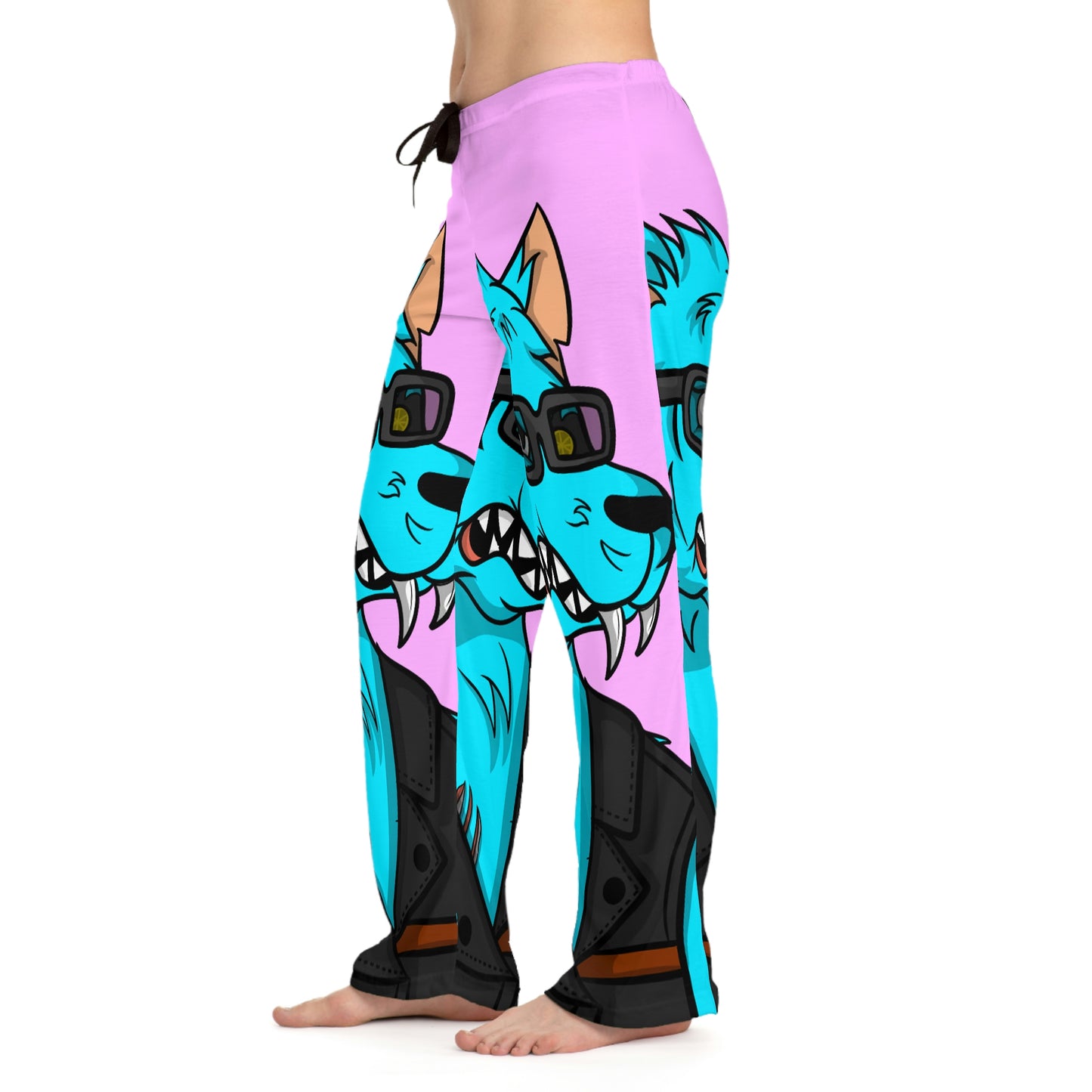 Pantalones de pijama para mujer Wolve Aqua Water Blue Wolf Cyborg (AOP) 