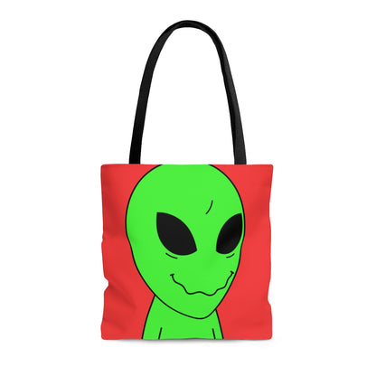 Green Smile Alien Visitor AOP Tote Bag