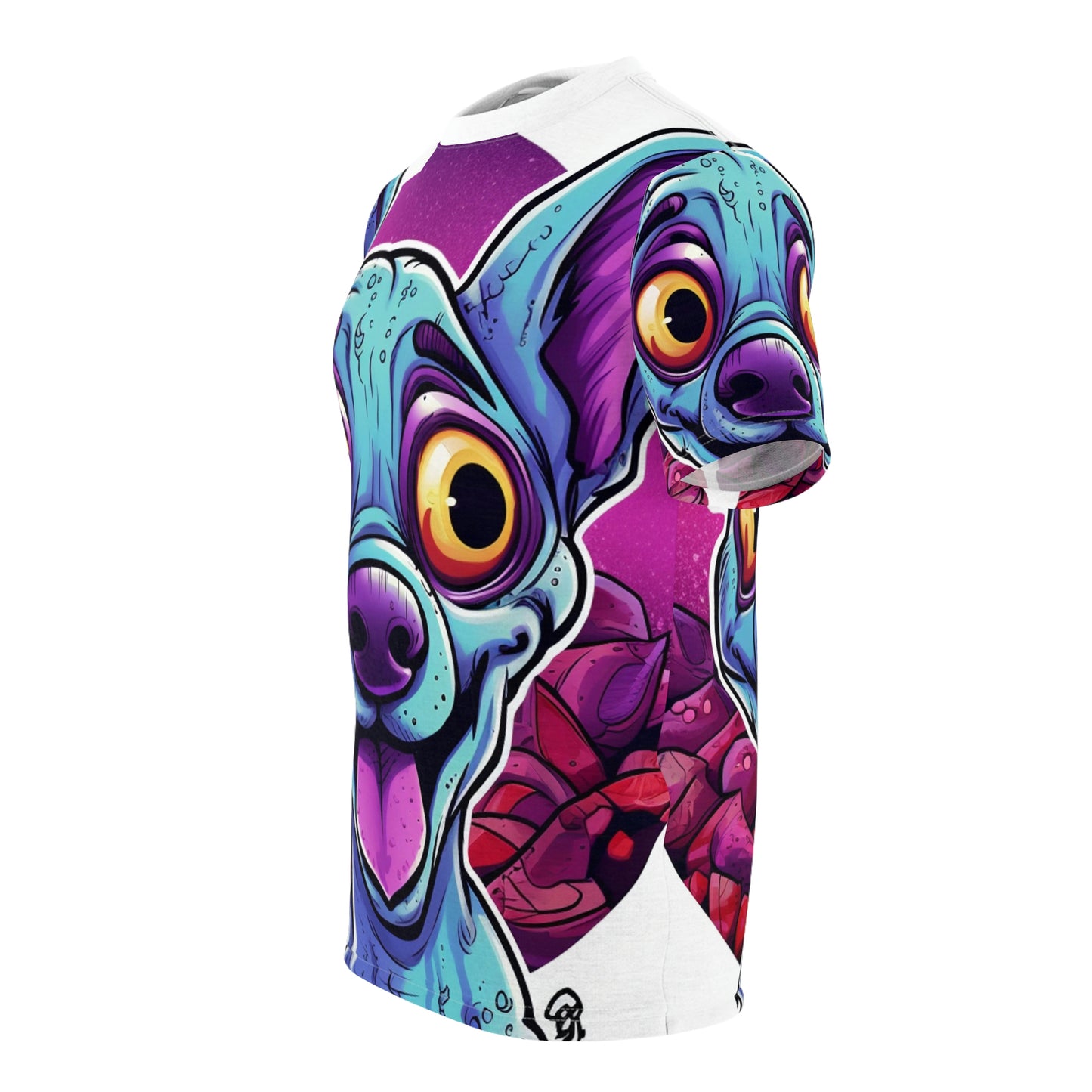 Classic Alien Dog Space Cartoon Style with a Retro Twist Unisex Cut & Sew Tee (AOP)