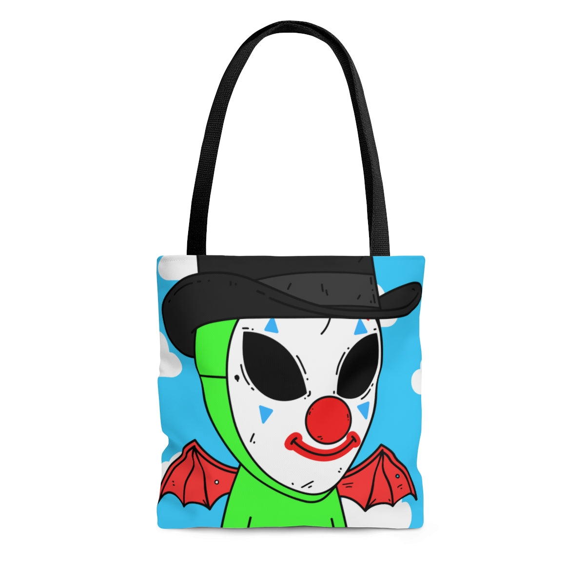 Clown Visitor Green Alien w/ Devil Wings AOP Tote Bag