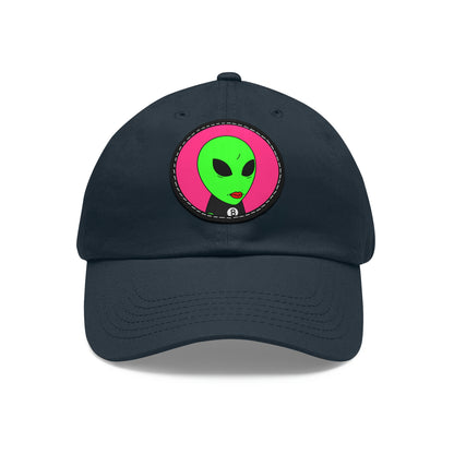 8 Ball Green Alien Lipstick Dad Hat with Leather Patch (Round)