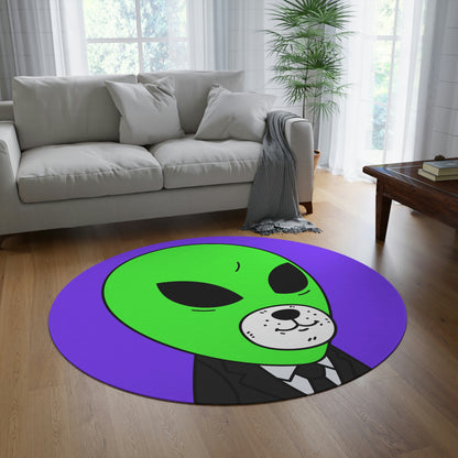 Green Alien Business Suit Dog Face Visitor Round Rug - Visitor751