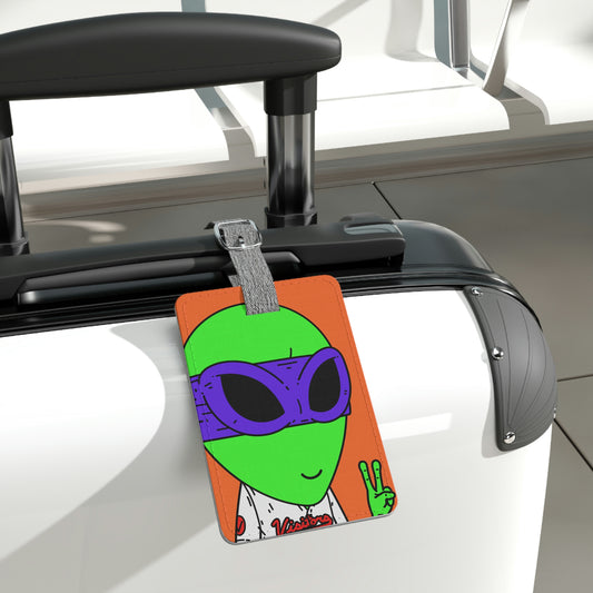 Purple Ninja Peace Visitor Jersey Alien Saffiano Polyester Luggage Tag, Rectangle
