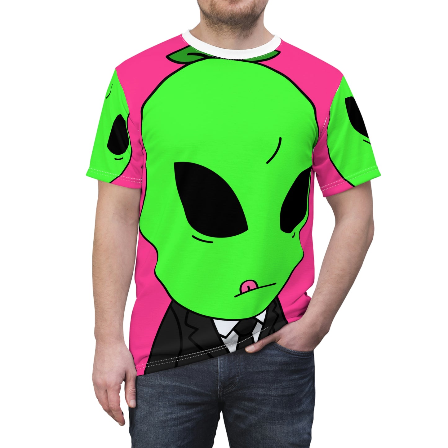 Alien Business Character Spacey Galactic Unisex AOP Cut & Sew Tee