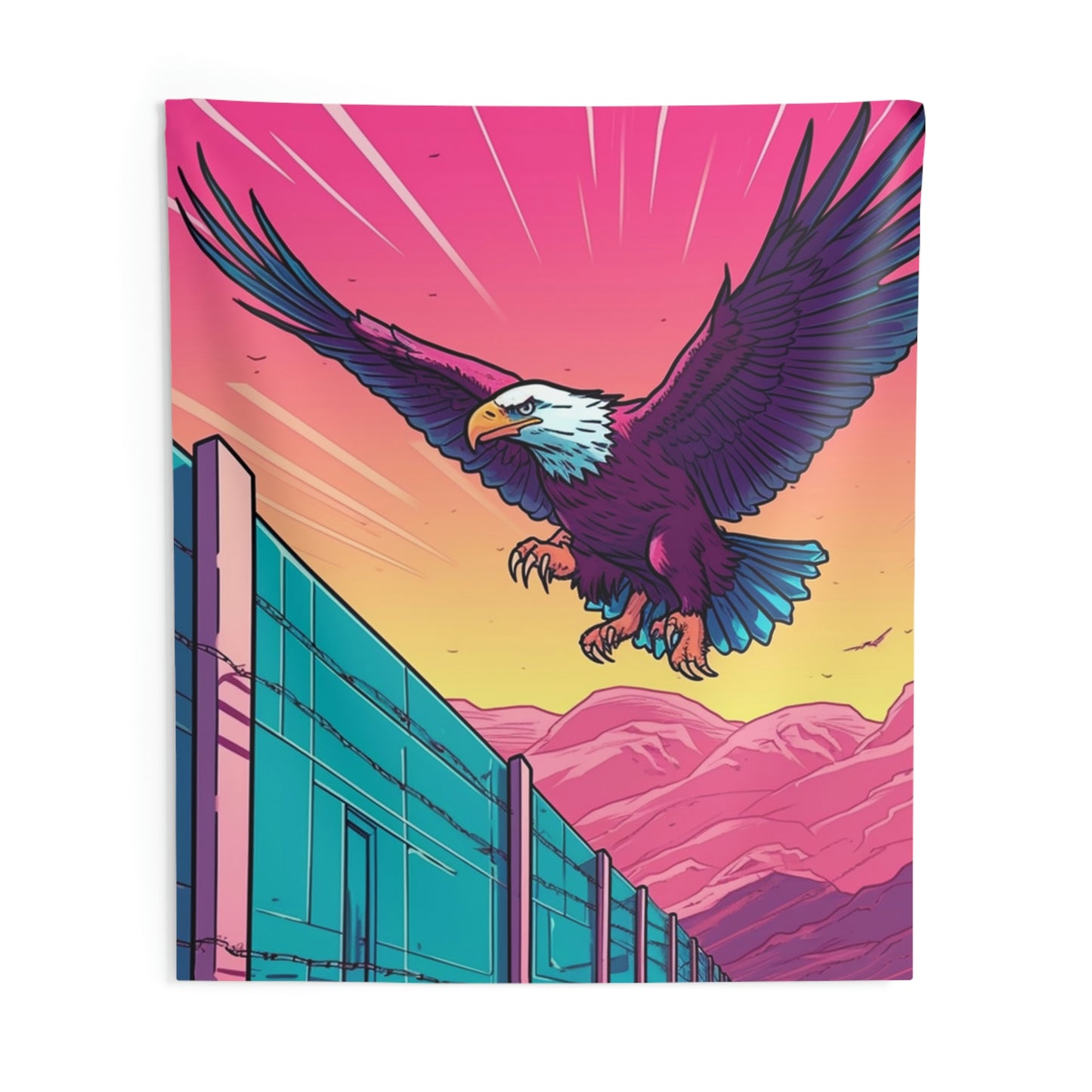 American Bald Eagle Border Build Fly Wall Graphic Indoor Wall Tapestries