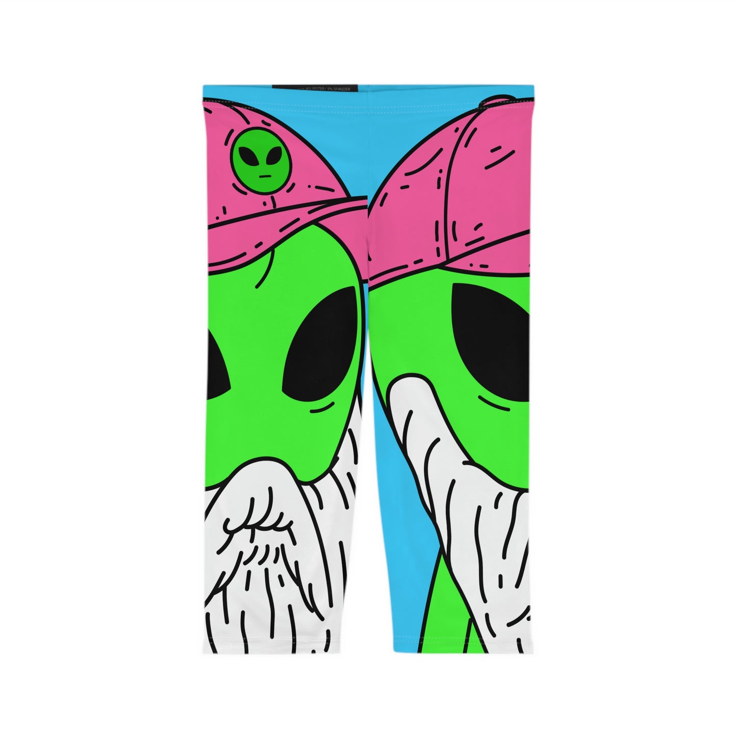 Beard Visitor Pink Hat Alien Cartoon Women’s Capri Leggings (AOP)