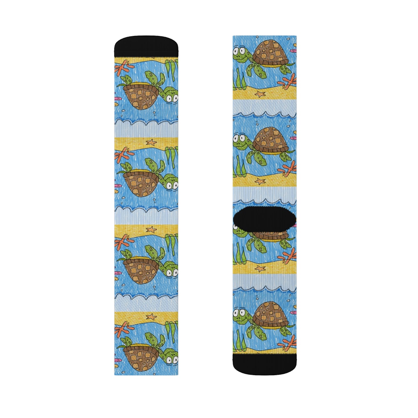 Sea Turtle Beach Sand Ocean Sublimation Socks