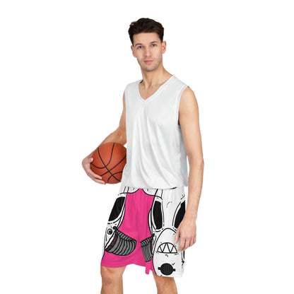 Armored White Mouse Ears Future Alien Cyborg Machine Visitor Basketball Shorts