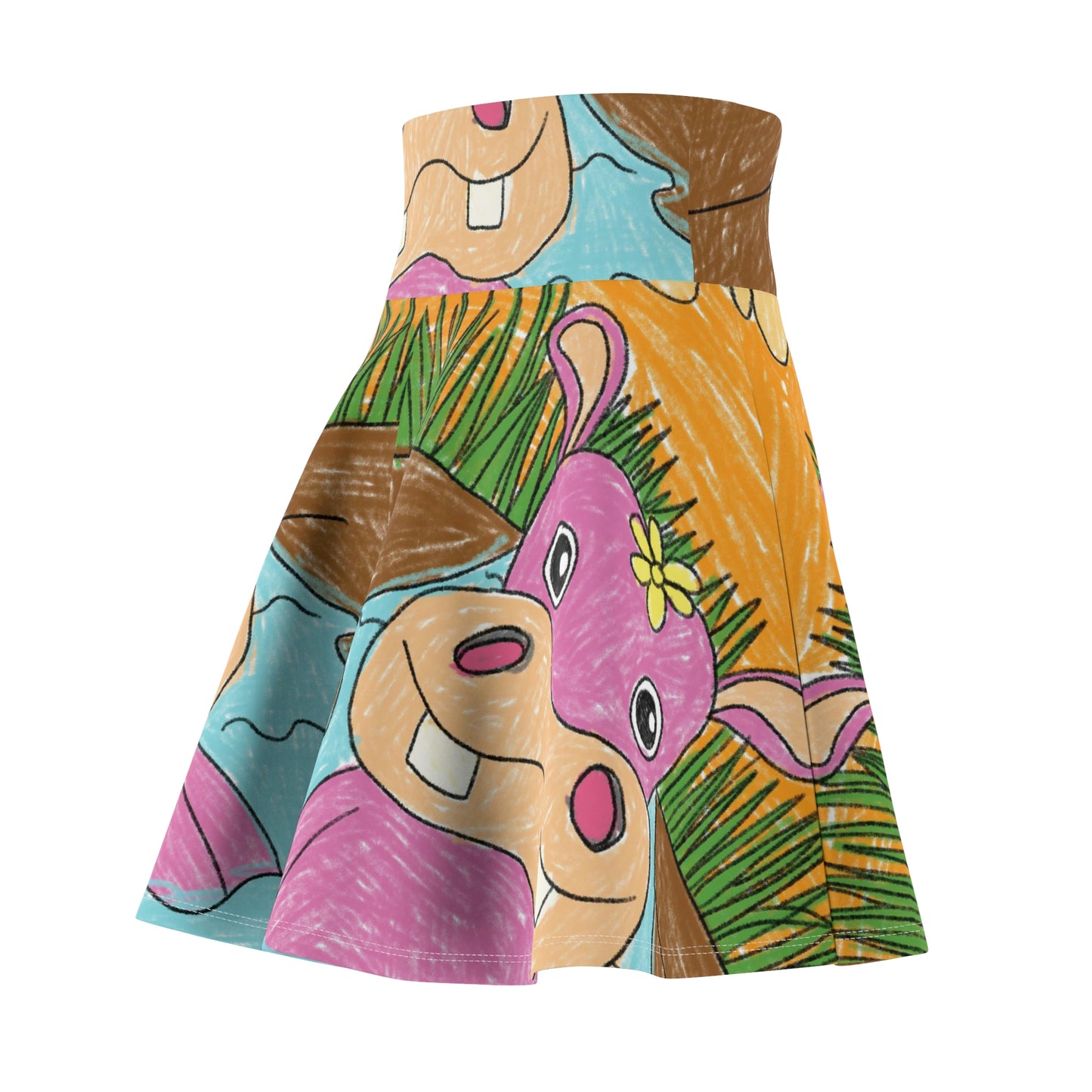 Hippo Hippopotamus Animal Creature Graphic Women's Skater Skirt