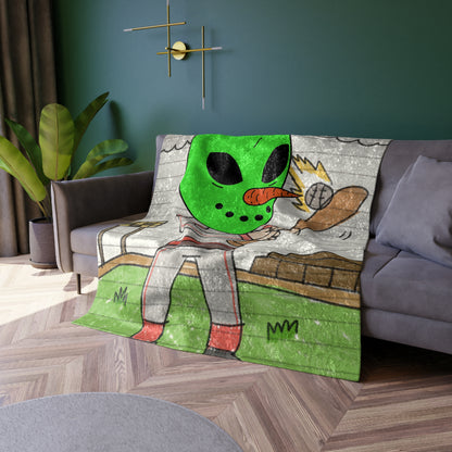 Baseball Veggie Visi Vegetable Visitor Alien Sport Crushed Velvet Blanket