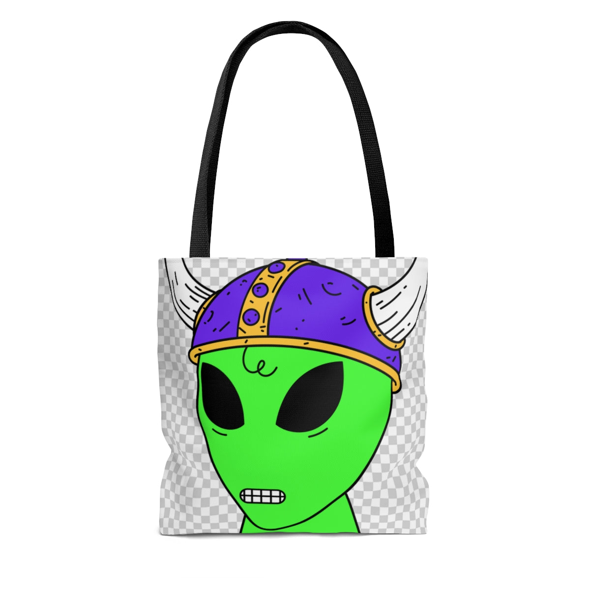 Purple Viking Helmet Digital Teeth Alien Visitor AOP Tote Bag