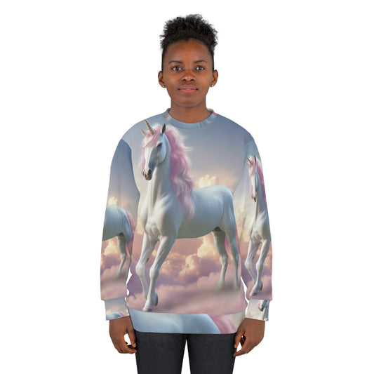 Unicorn &amp; Rainbow Artwork - Sudadera unisex con diseño pastel caprichoso (AOP)