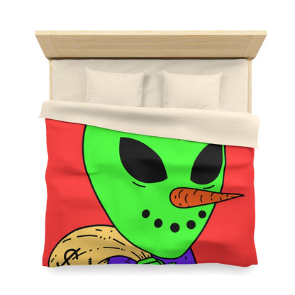 Money Bank Bag Snowman Green Visitor Alien Microfiber Duvet Cover