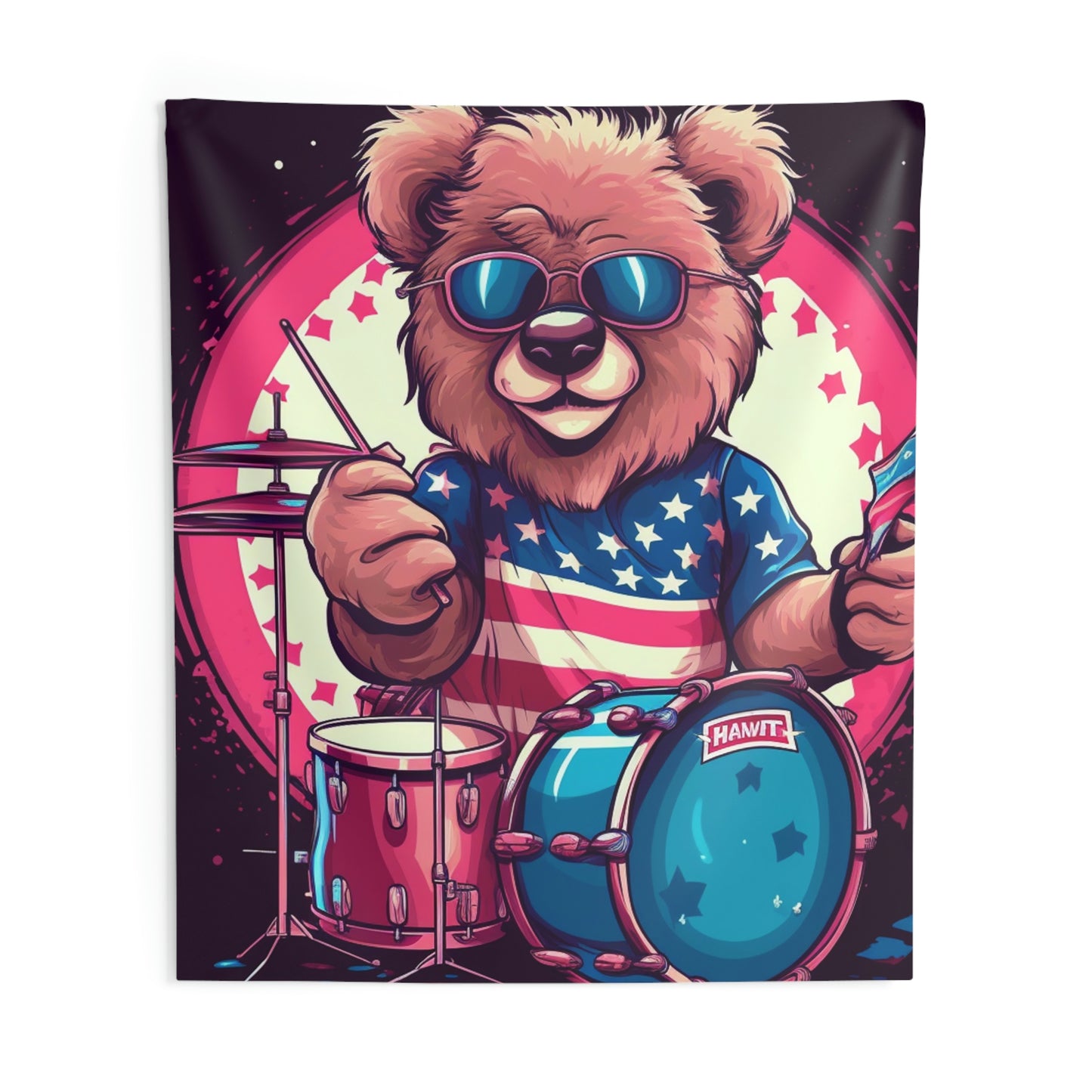 Drumroll for Freedom: Celebrate 4th of July with the Patriotic Bear's Rhythms Indoor Wall Tapestries